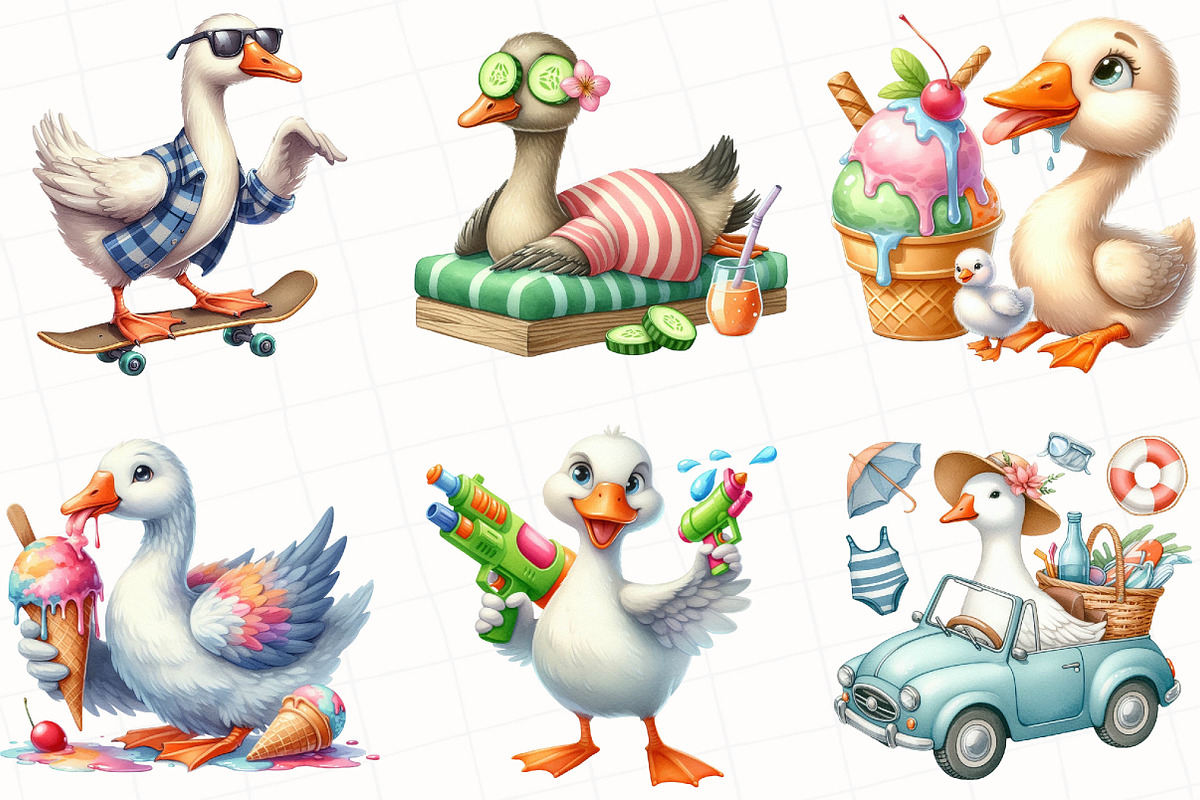 Summer Silly Goose Clipart, an Illustration by OK Design (Photo 5 of 5)