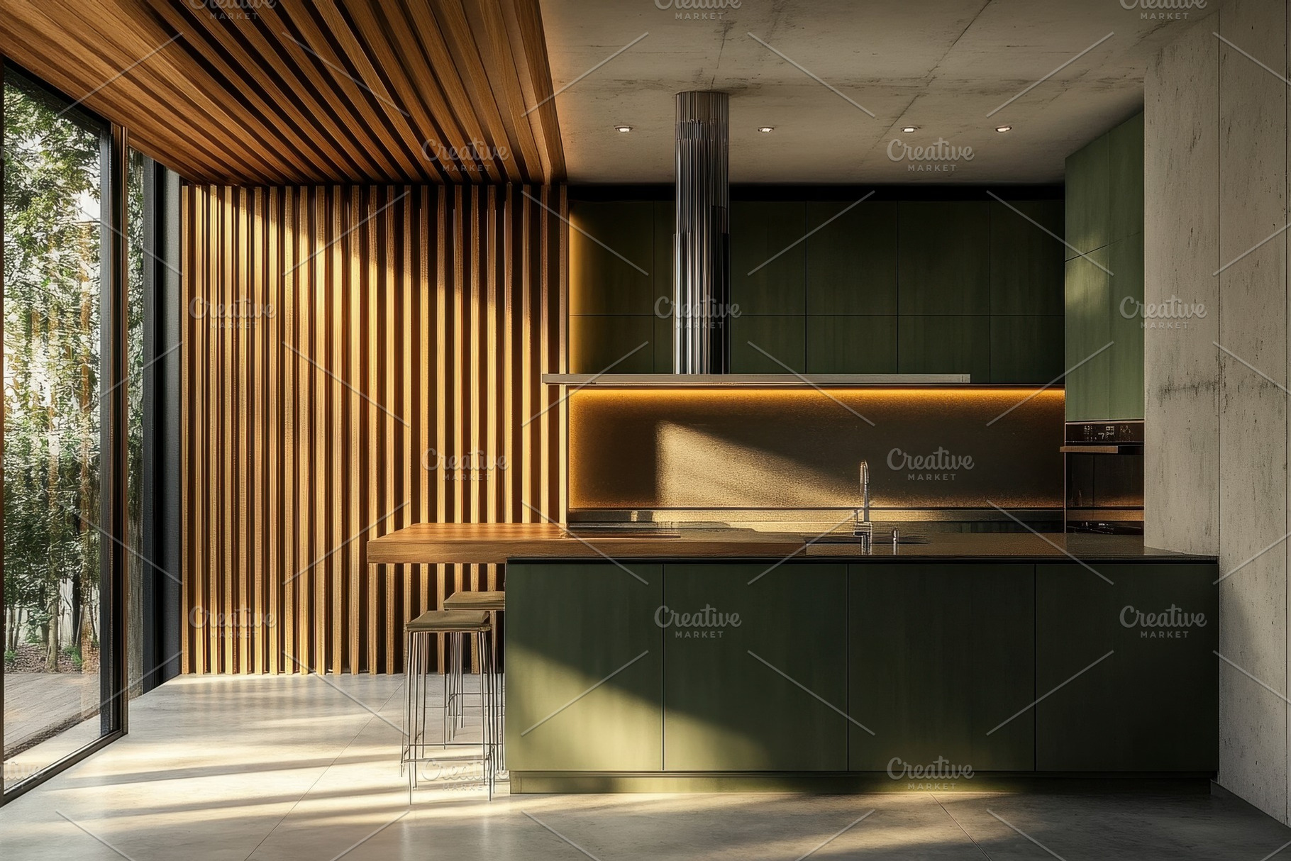 Modern kitchen with wooden warmth, a Photo by Pavel_design