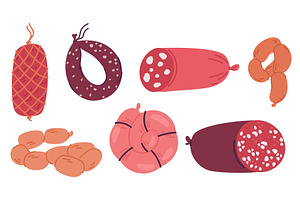 Meat sausages. Ham and frankfurters, a Food Illustration by Vectorbuum