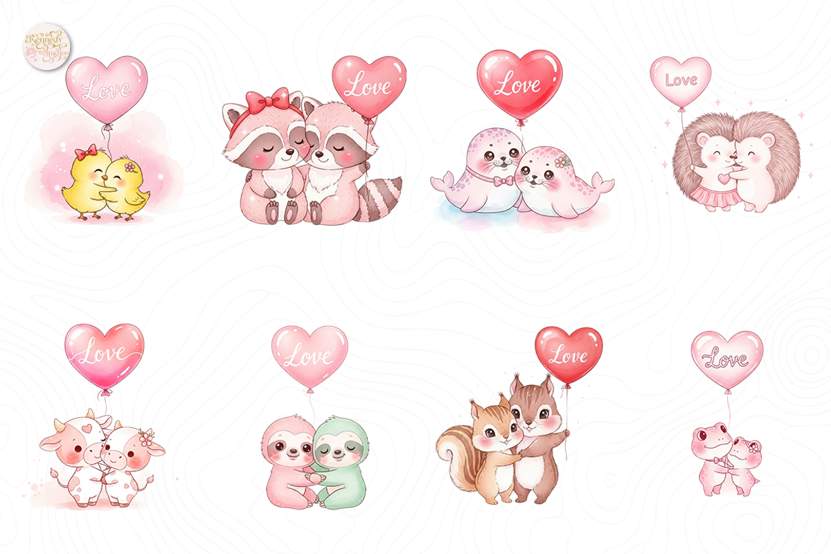 Pink Valentine Couple Animals PNG, an Animal Illustration by KennedyStudio (Photo 2 of 5)