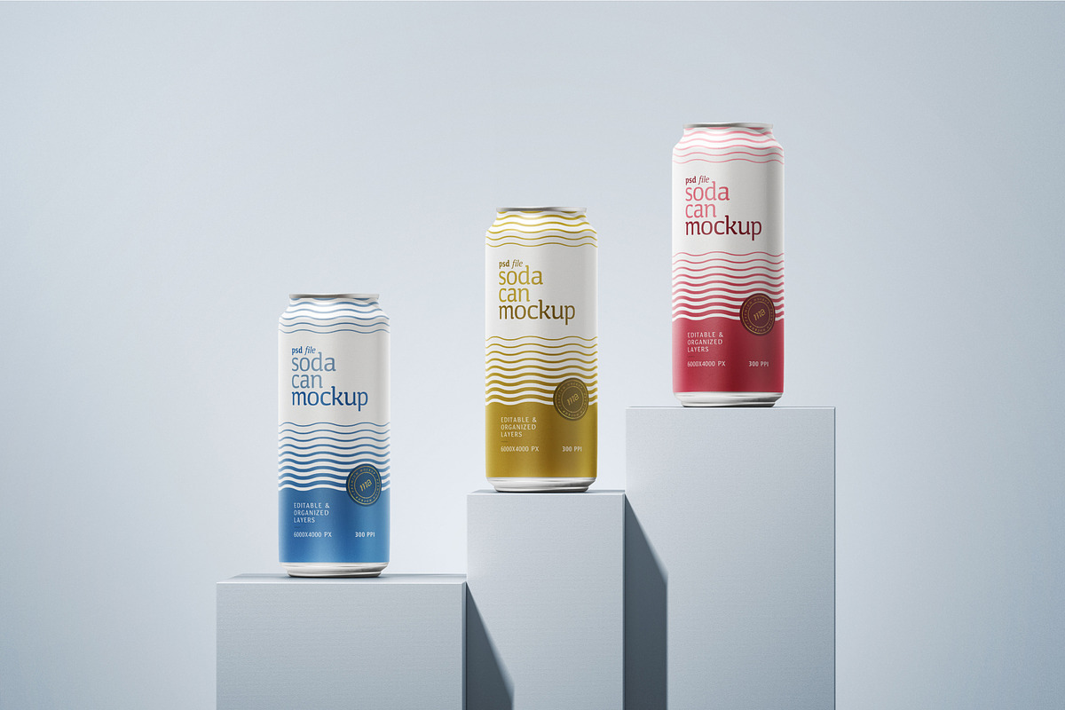 Soda Can Mockup Set, a Cups & Container Mockup by mockupatelier (Photo 6 of 8)