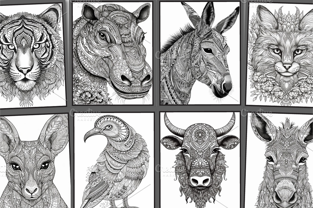 50 Animals Mandala Coloring Pages, a Poster Template by Blue Digital Studio (Photo 3 of 3)