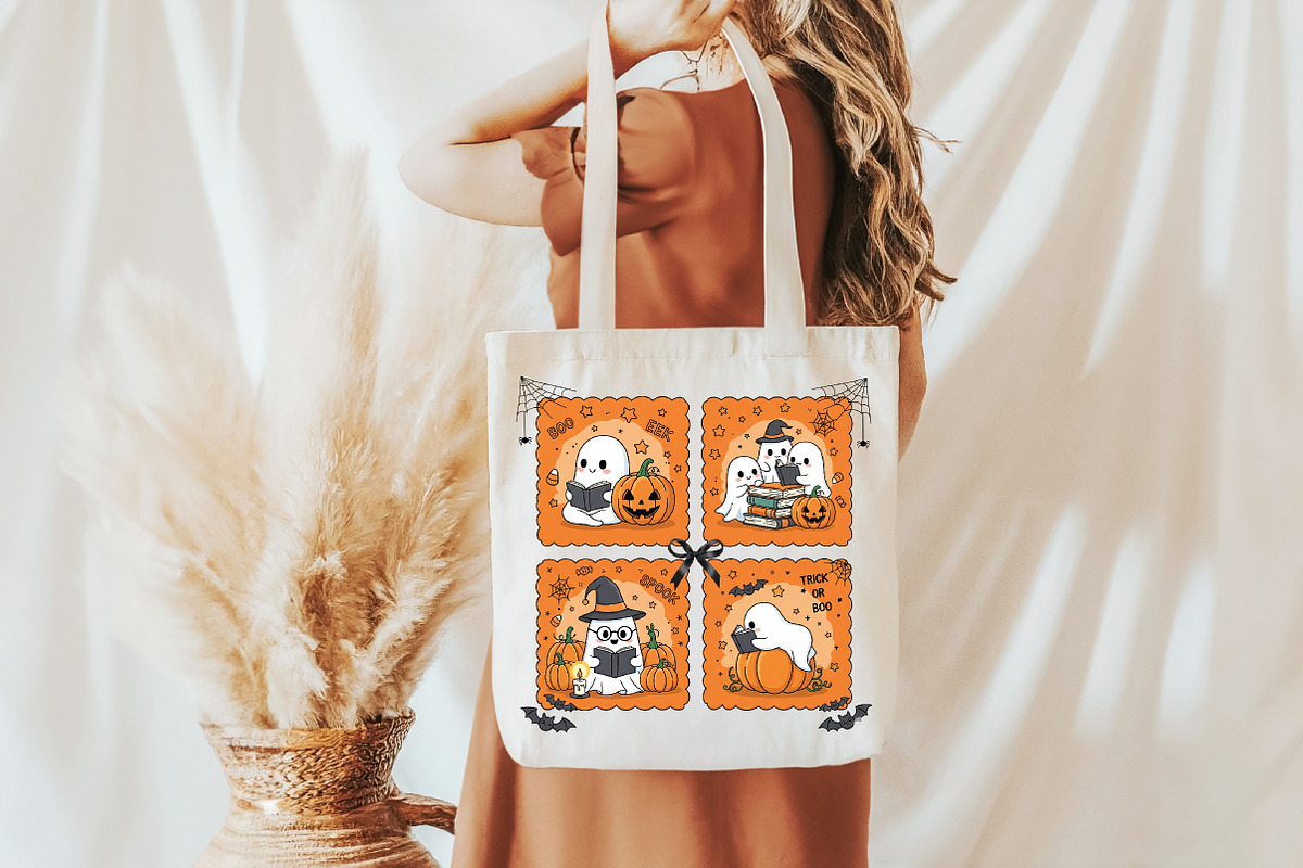 Cute Halloween Ghost Reading PNG, an Illustration by Libby Wishes (Photo 6 of 6)