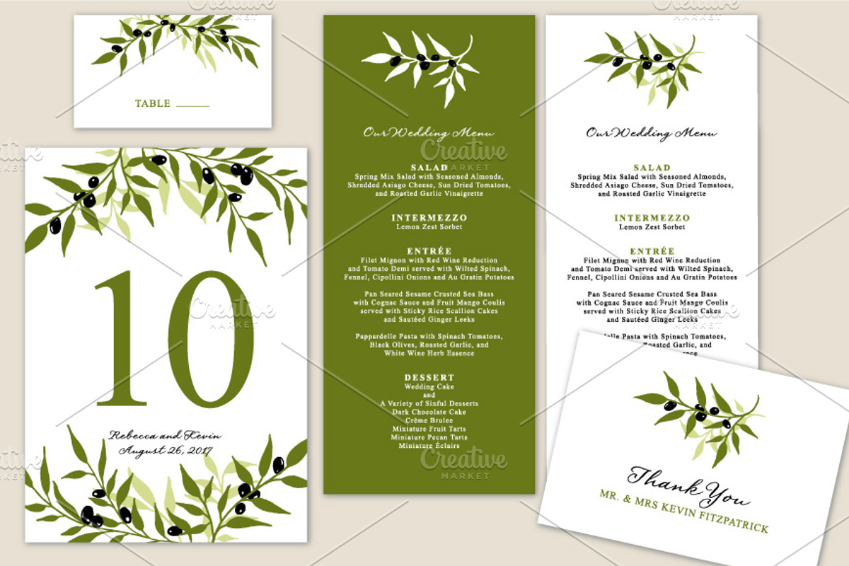 Olive Branch Wedding Collection, an Invitation Template by La Bella Rue (Photo 3 of 3)