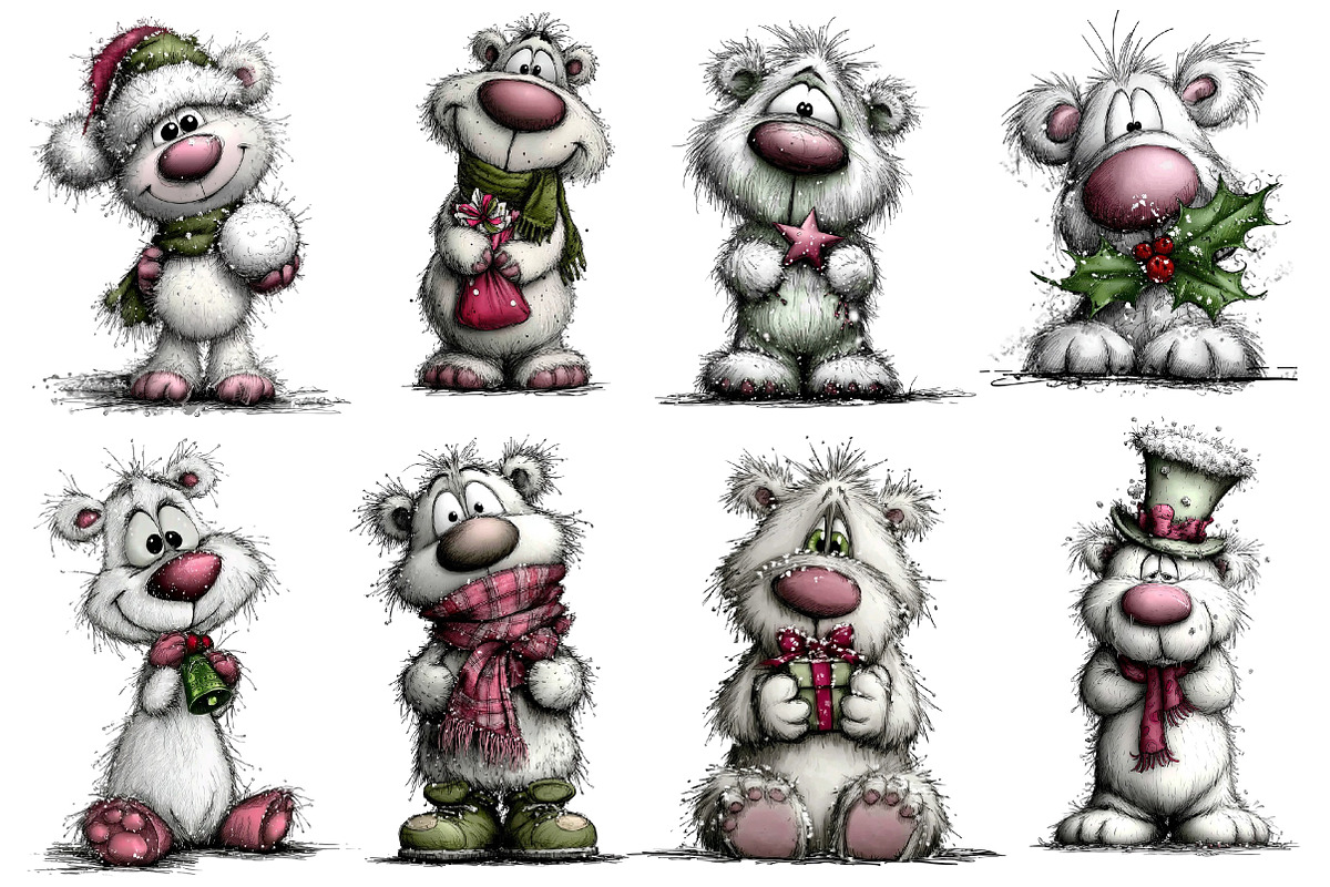 Christmas Whimsical Bear Clipart, an Illustration by Dream Creation (Photo 3 of 6)