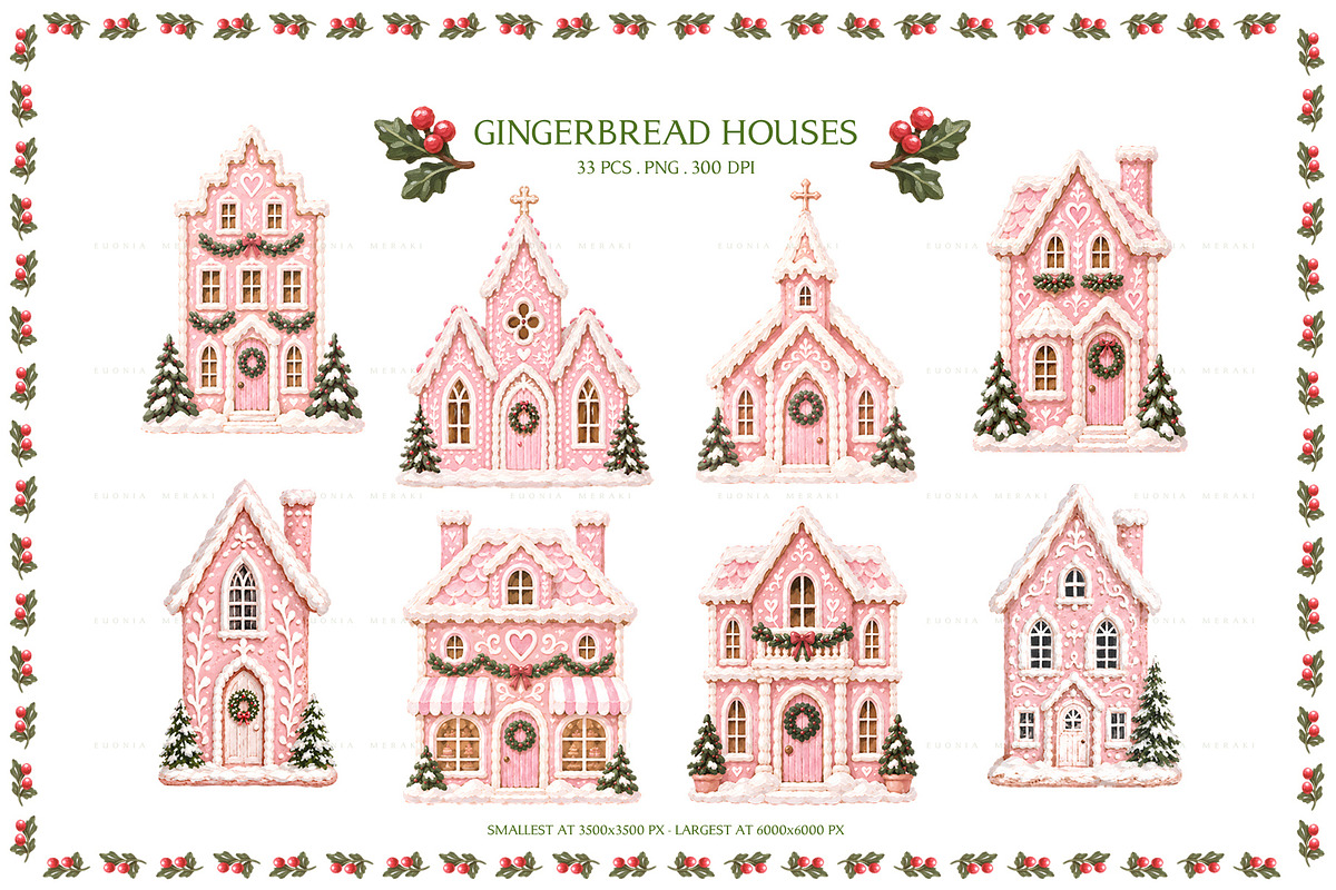 Pink Gingerbread Houses, an Object Graphic by Euonia Meraki (Photo 4 of 15)
