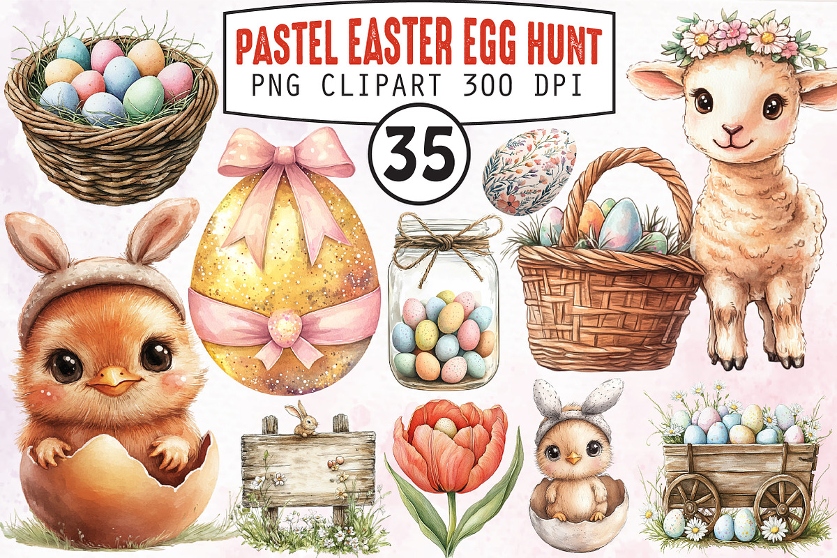 Pastel Easter Egg Hunt Clipart, an Illustration by RobertsArt (Photo 1 of 5)