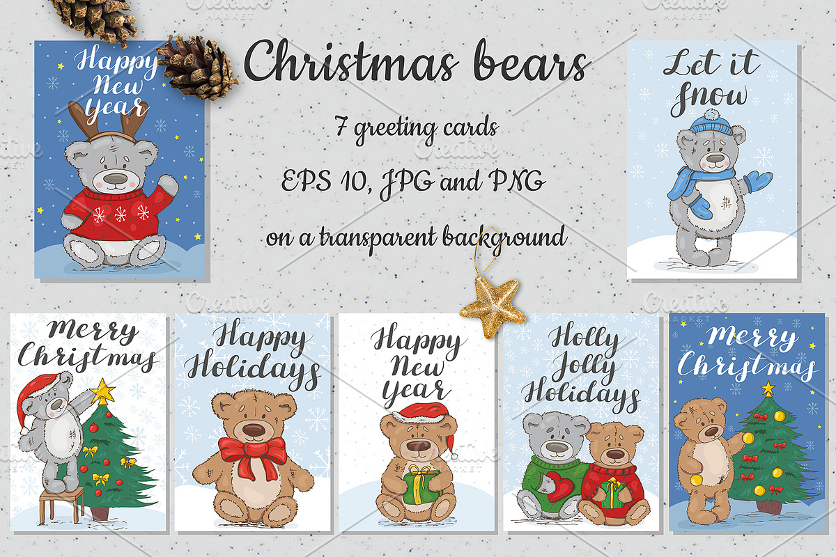 Christmas bears. Big set, an Illustration by HmarkaShop (Photo 4 of 5)