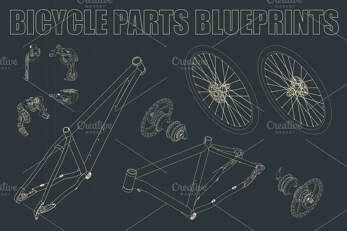 Bicycle Parts Blueprints Set, a Sport Illustration by Blacklight (Photo 3 of 10)