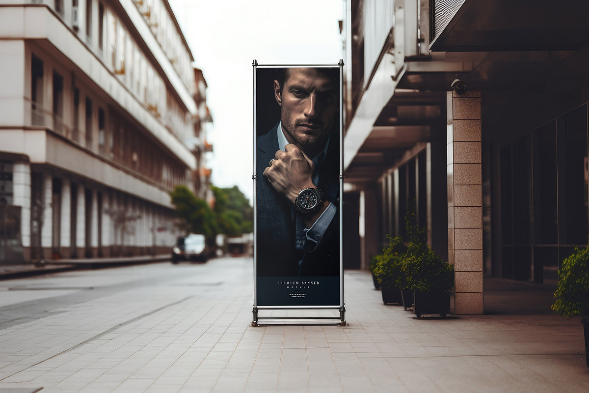 Vertical Street Banner MockUp, an Advertising Mockup by optimism (Photo 1 of 2)