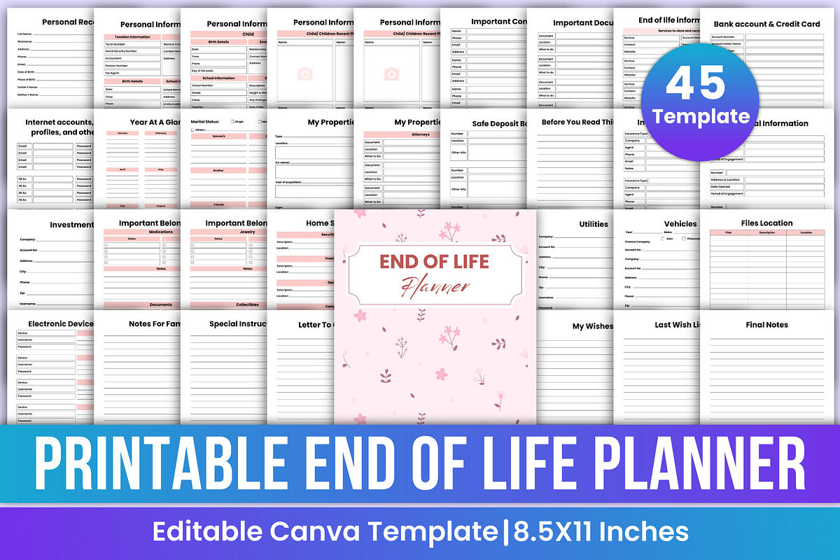 Printable End of Life Planner Canva, a Stationery Template by Mustafiz (Photo 1 of 7)