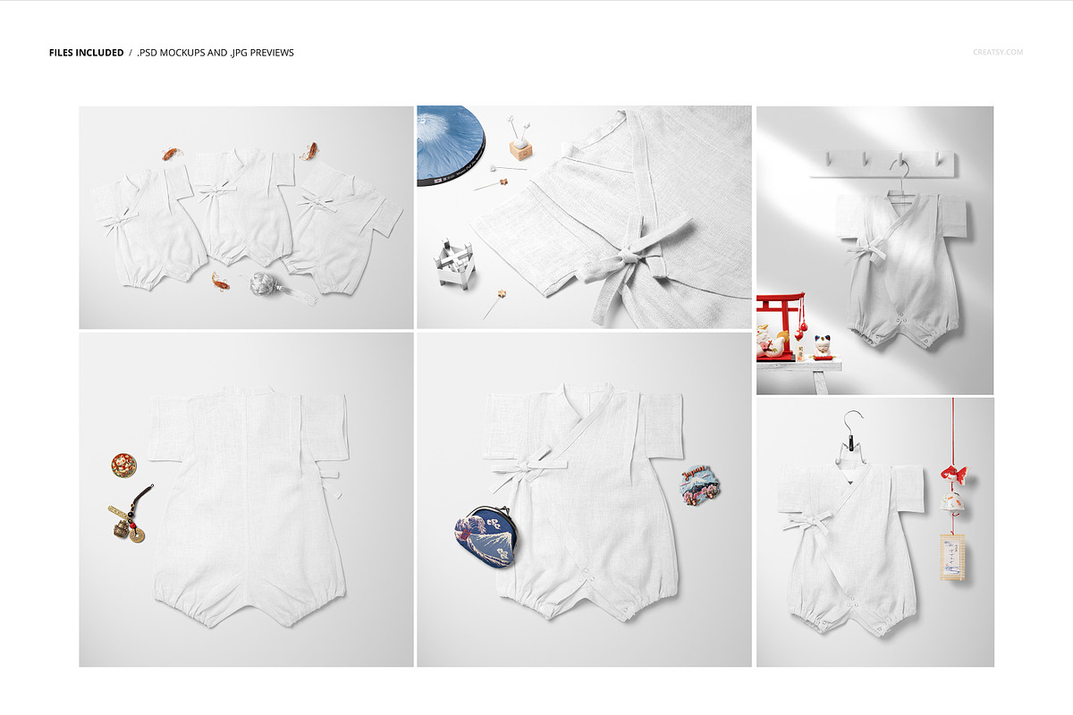 Japanese Style Baby Romper Mockup, a Mockup by creatsy5 (Photo 2 of 11)