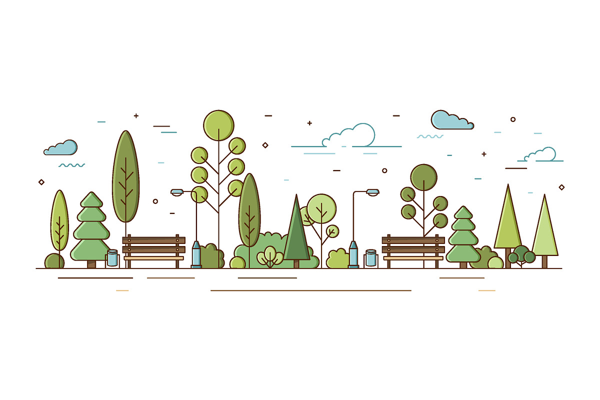 City park line art, a Decorative Illustration by Good Studio (Photo 2 of 5)