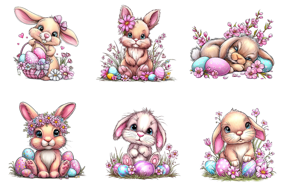 Whimsical Easter Bunny Clipart, an Illustration by Dream Creation (Photo 2 of 6)