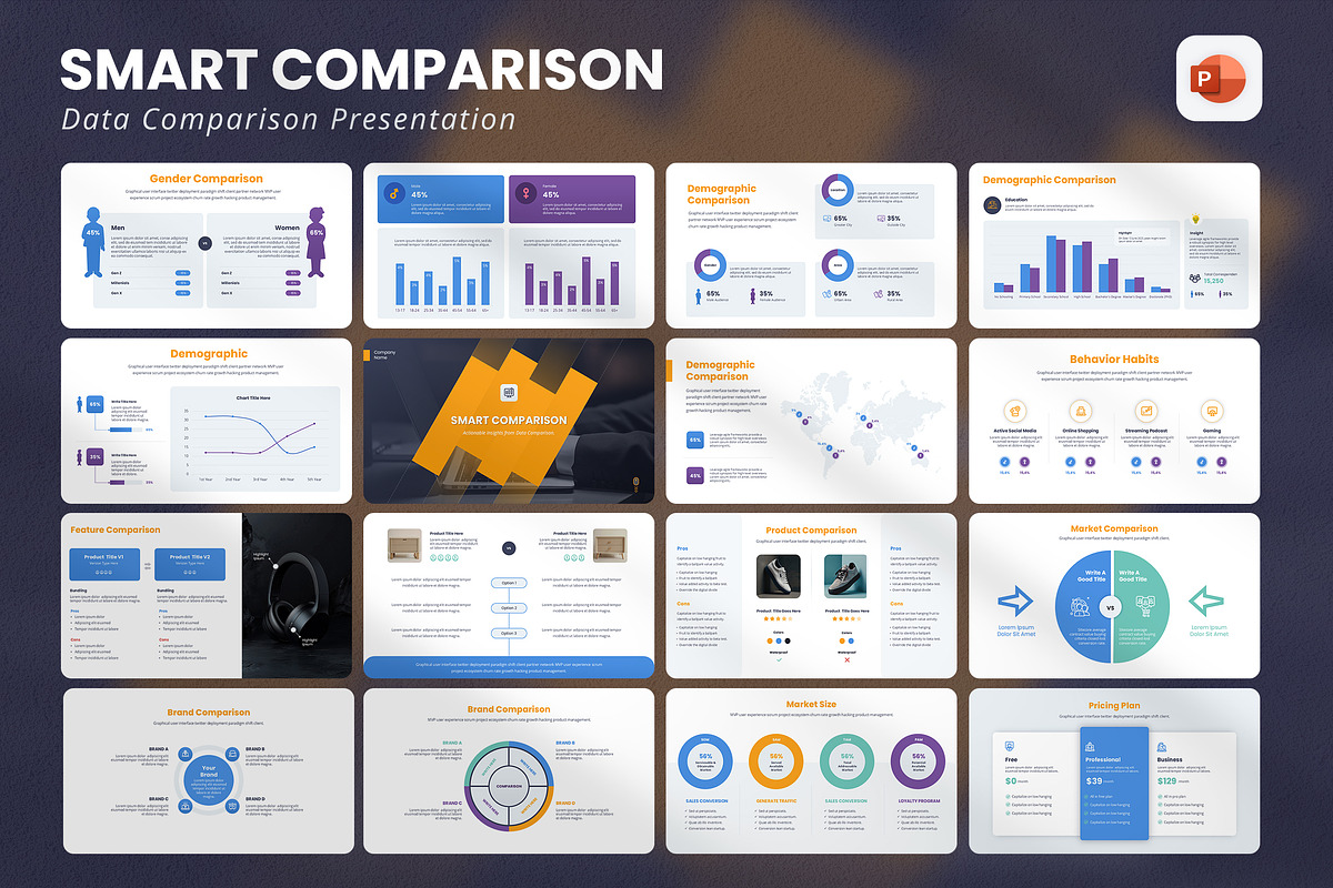 Data Comparison Powerpoint, a Presentation Template by UX Dummy (Photo 1 of 2)