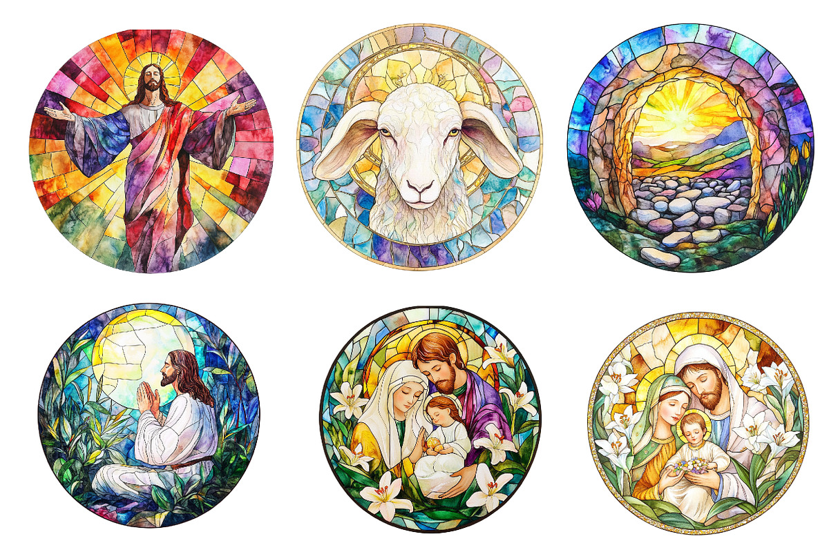 Round Stained Glass Easter Nativity, an Illustration by CreationArt (Photo 4 of 5)
