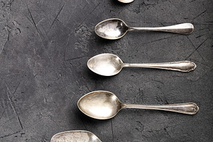 Rustic Culinary Flat-Lay Collection with Vintage Silverware, Spi, a Food & Drink Photo by Natalia Klenova's Shop