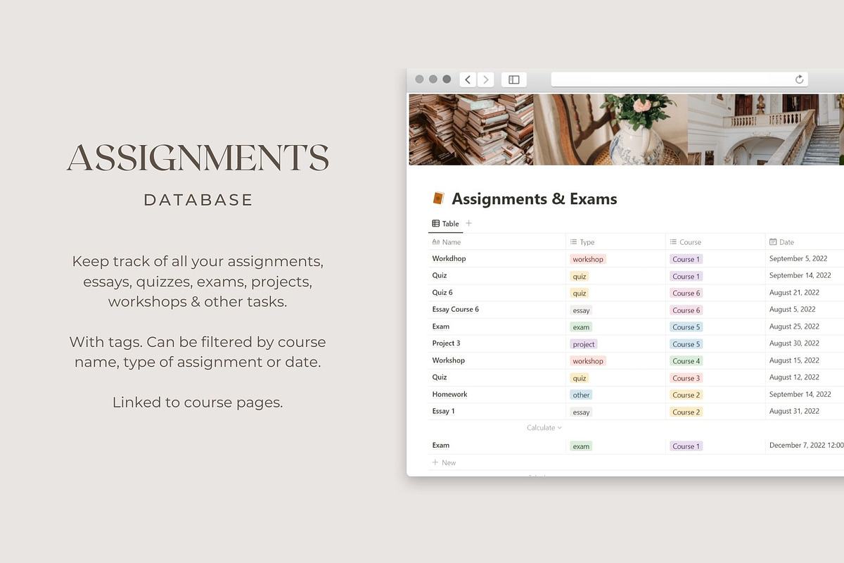 Notion Template Light Academia, a Templates & Theme by AestheticOrganizer (Photo 7 of 9)