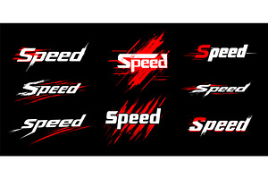 red white logos speed. text dynamic, an Illustration by Stock-Smart-Start
