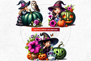 Playful Halloween witches cliparts, a Seasonal Illustration by ThatsDesignArt (Thumbnail 8 of 10)