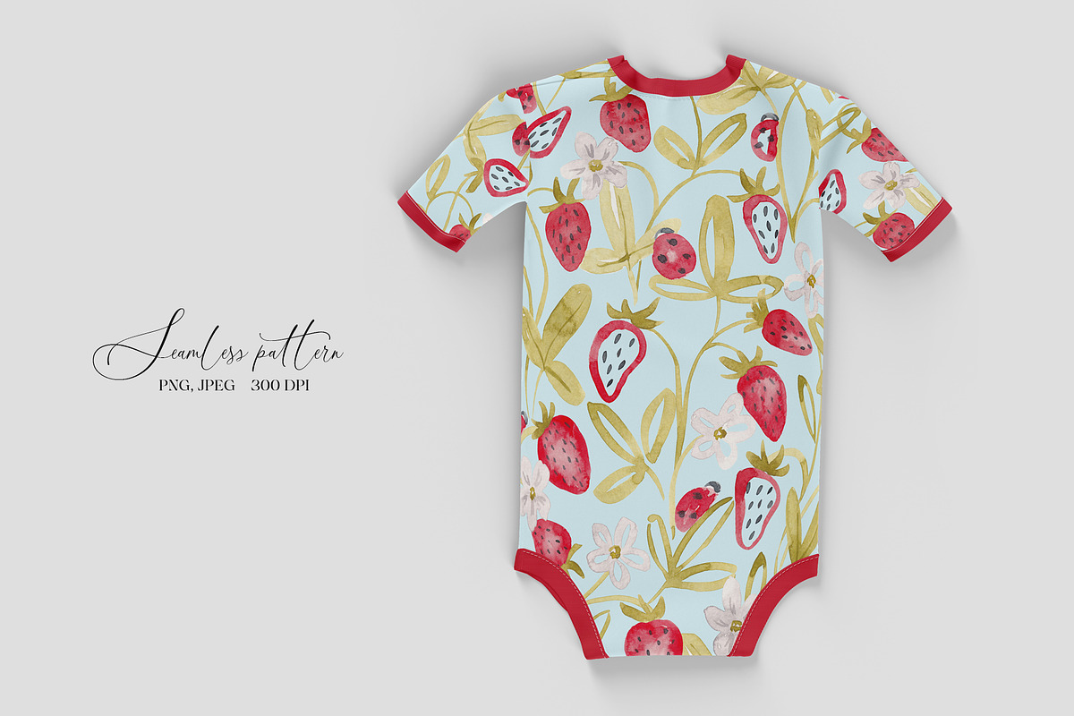 Strawberry seamless pattern, a Pattern Graphic by SirenaArt (Photo 9 of 11)
