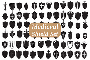 Heraldic Shield Silhouette Pack, an Illustration by yasushie
