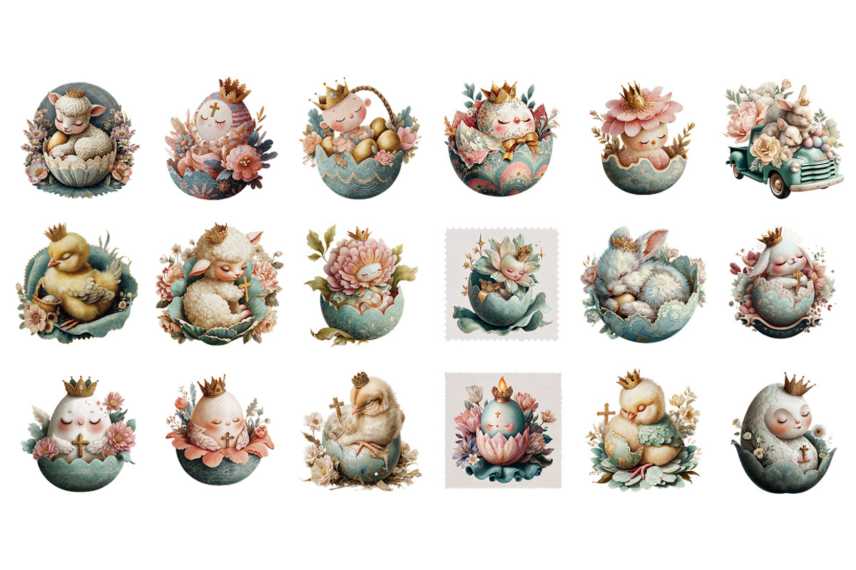 Cute Easter Baby Animals Clipart, a Seasonal Illustration by InkyQueenArt (Photo 4 of 7)