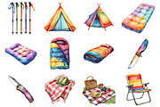 Watercolor Camping Clipart, an Illustration by Design Market (Thumbnail 2 of 3)