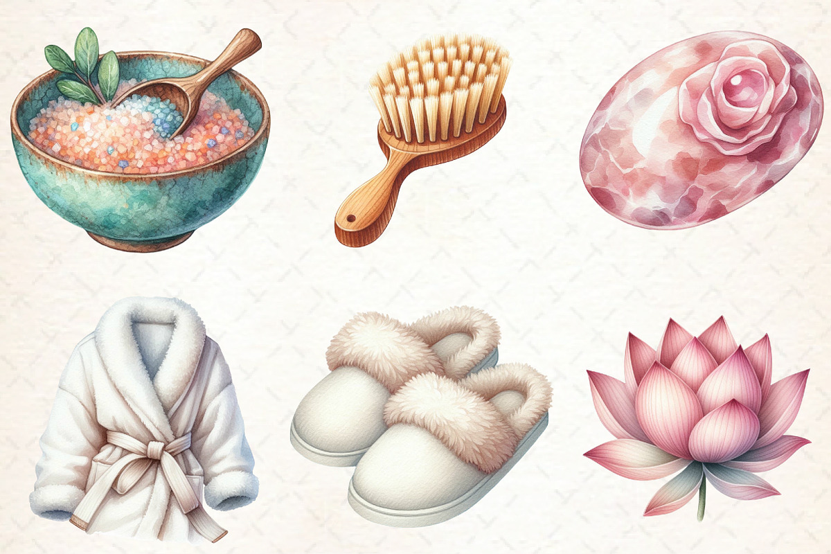 Watercolor Spa Day Clipart Bundle, a Seasonal Illustration by Libby Wishes (Photo 7 of 7)