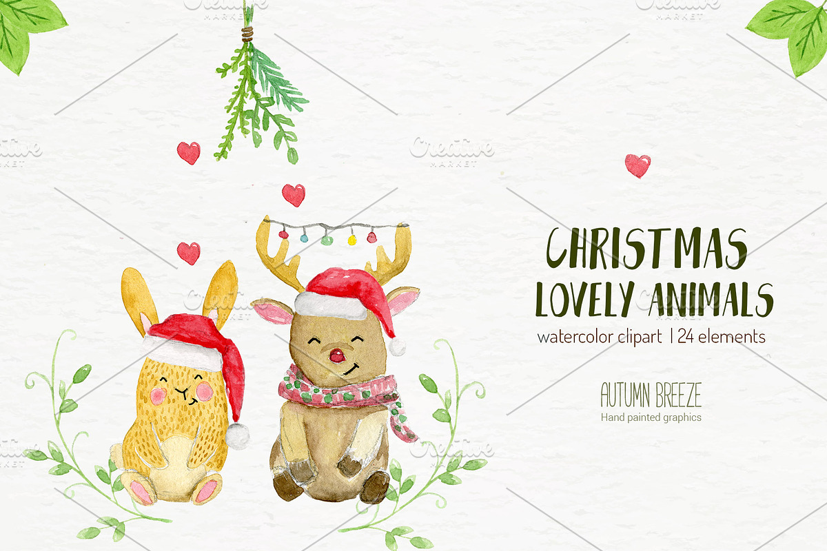 watercolor Christmas animals, an Animal Illustration by Autumn Breeze (Photo 4 of 4)
