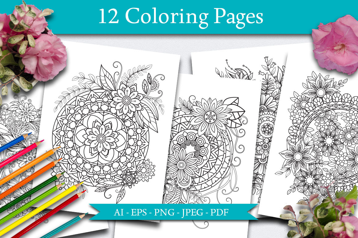 12 Coloring Pages, a Decorative Illustration by Elinorka