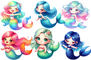 Cute Little Mermaid Clipart, an Illustration by Designworld (Thumbnail 3 of 6)