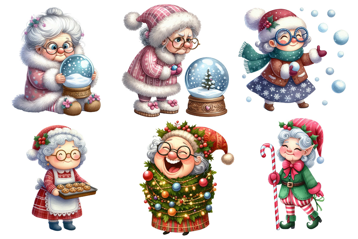 Funny Old Lady Christmas Sublimation, an Illustration by Designworld (Photo 3 of 6)