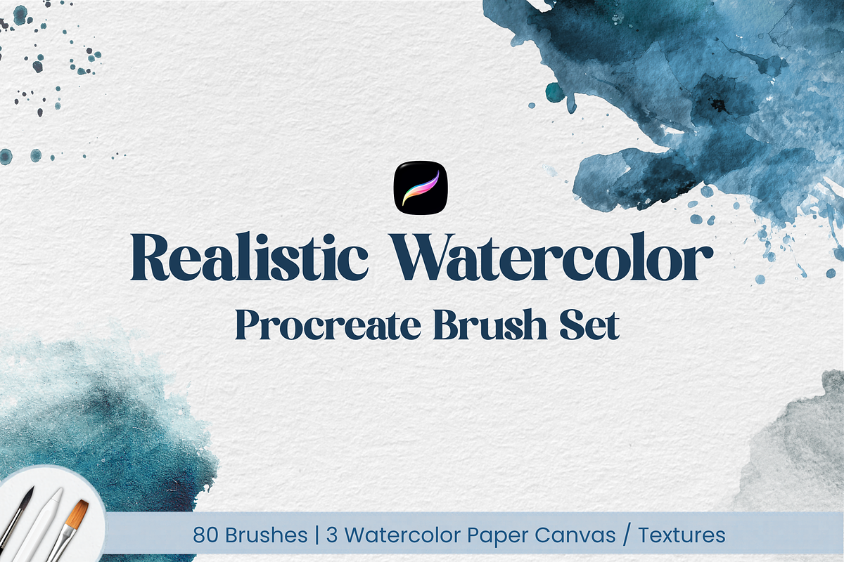 Watercolor Brush Set for Procreate, a Brush Add-On by Wicked Creative (Photo 1 of 13)