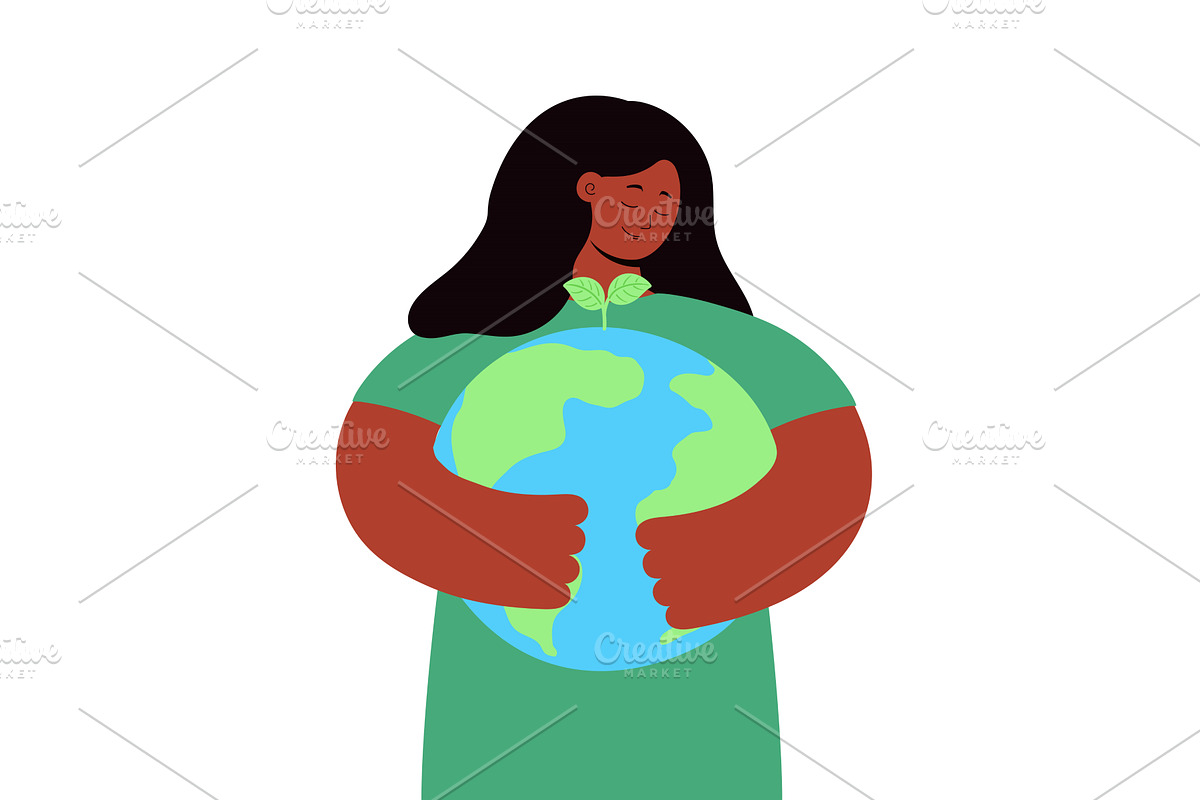 Woman, girl holding planet Earth, a Person Illustration by sceptical cactus