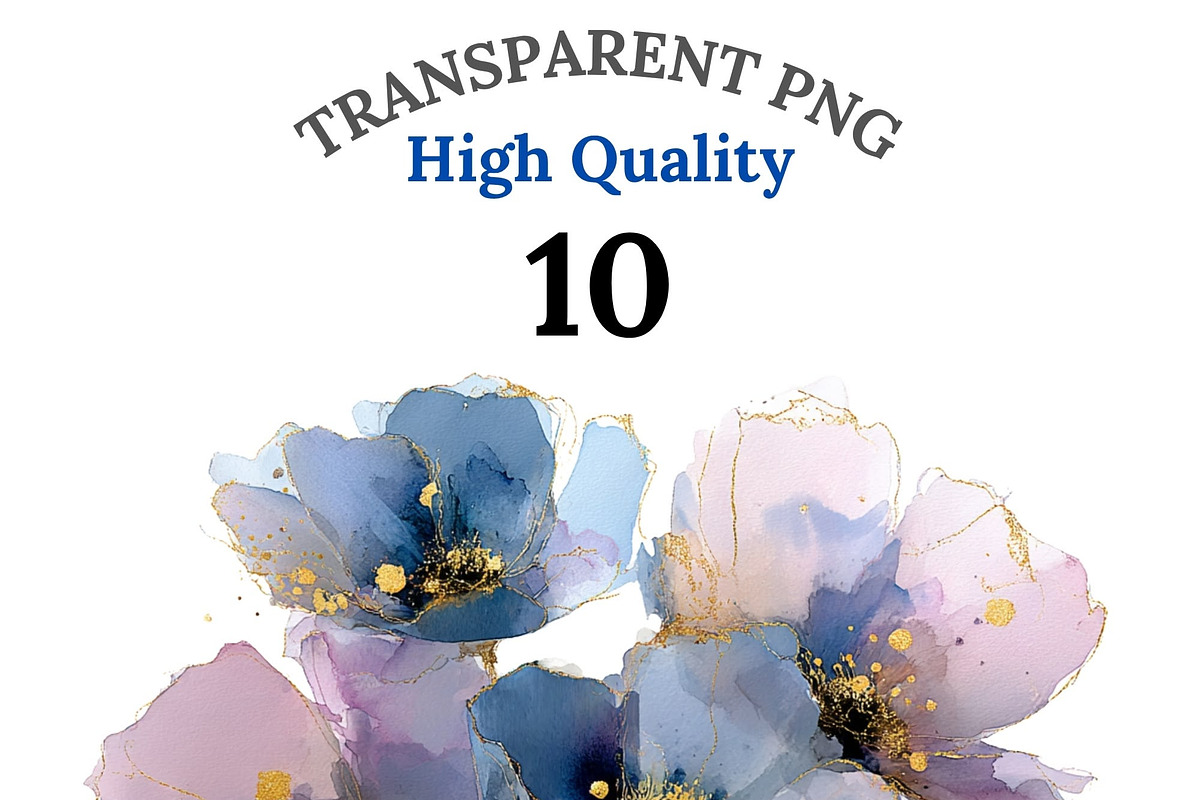 10 Navy Abstract Floral Clipart, an Illustration by Pati Charm Studio (Photo 1 of 8)