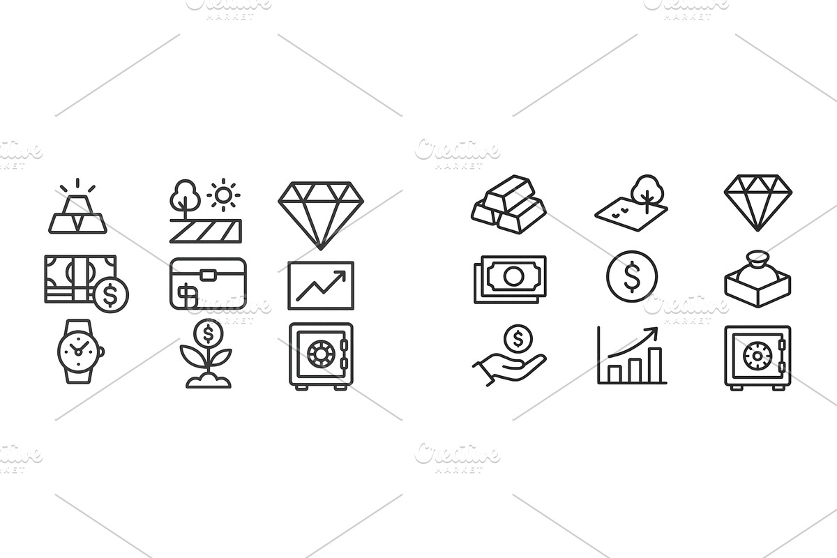 Collection of web icons representing, a Finance Illustration by ZinetroN