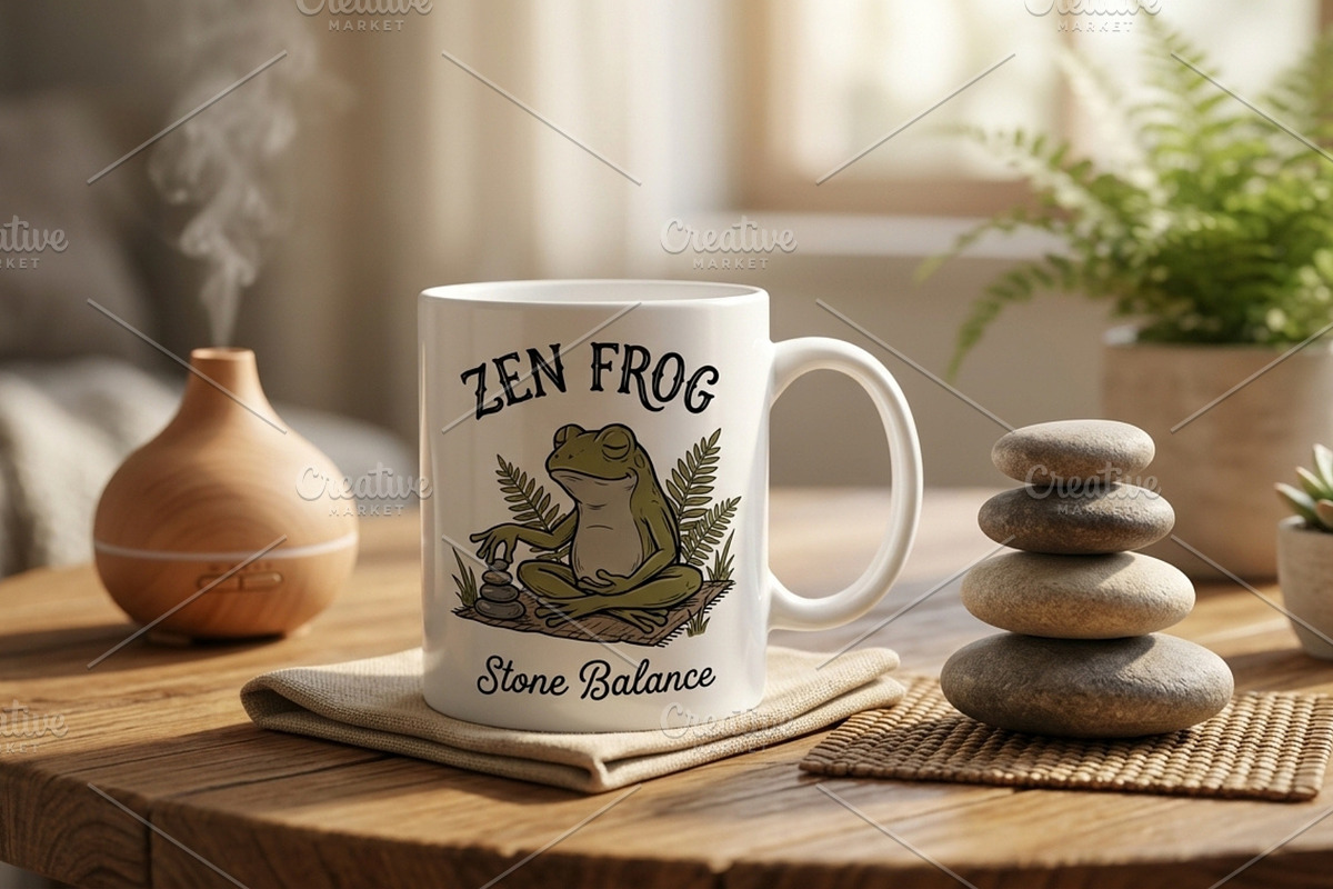 Zen frog stone balance, an Animal Illustration by Vectorlina (Photo 4 of 4)