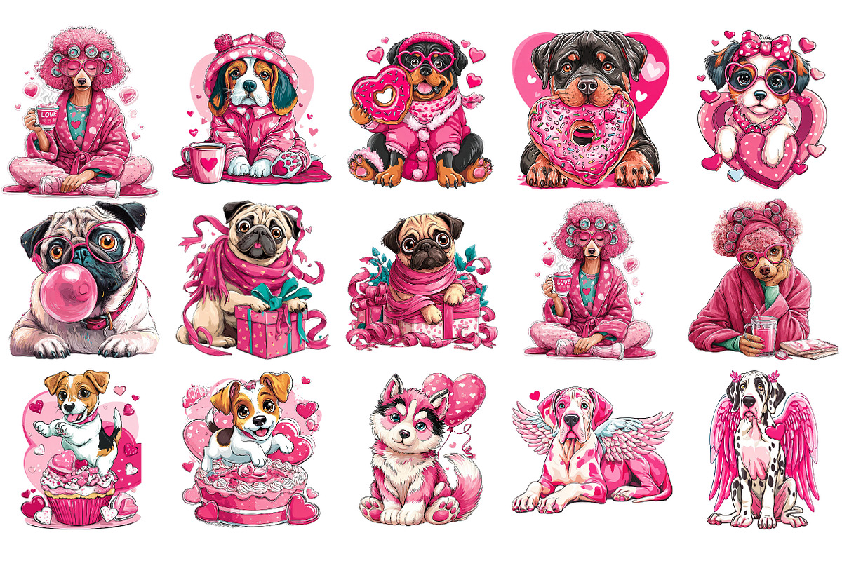 Valentine Funny Dog Clipart, an Illustration by DreamArtGraphic (Photo 4 of 4)