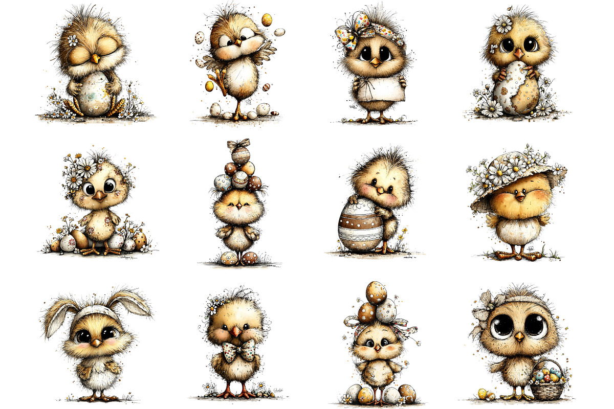 Easter Chicken Whimsical Clipart, an Illustration by Designking (Photo 2 of 5)