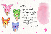 Watercolor Ice Cream Animals, an Illustration by TanataDesign (Thumbnail 2 of 4)