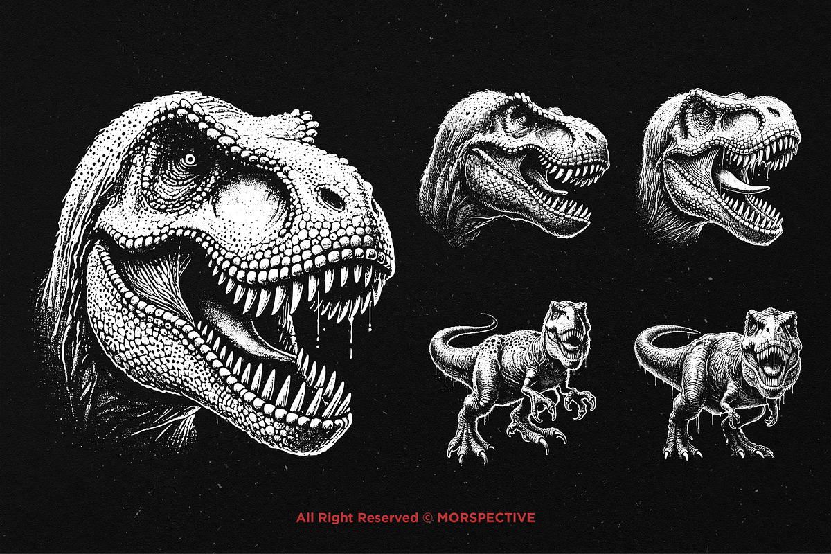 10 Bundle Dark Art T-Rex Dinosaur, an Illustration by Morspective (Photo 3 of 7)