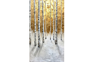 Gold foil oil painting of winter, a Texture Illustration by Lermont51