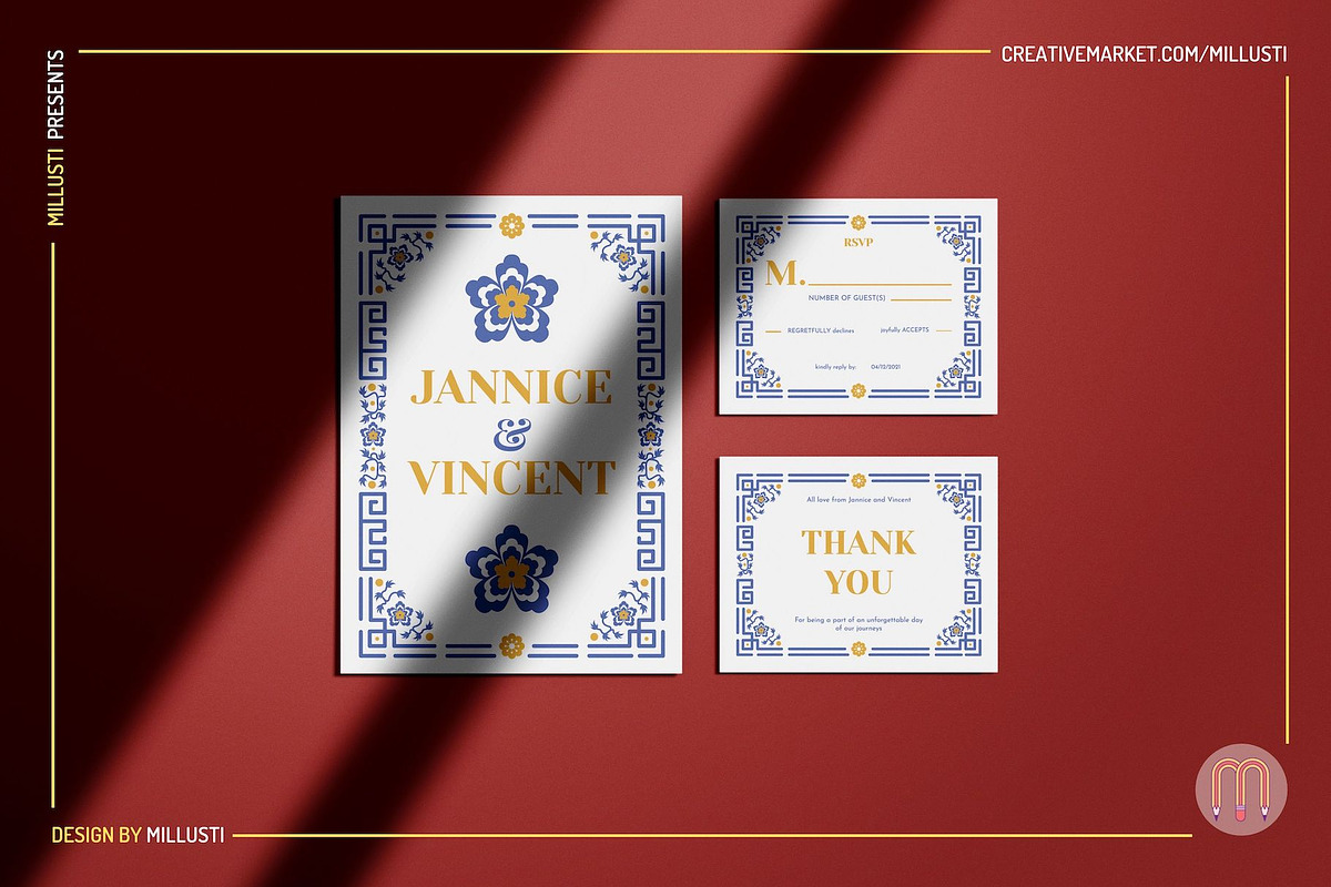 Chinoiserie Wedding Invitation Suite, an Invitation Template by Millusti (Photo 4 of 5)