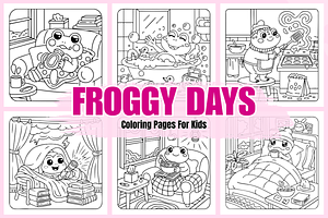 Froggy Days Coloring Pages For Kids, an Animal Illustration by Coco Bloom