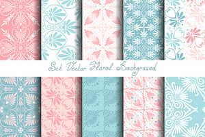 Set 10 Seamless Greek Floral Pattern