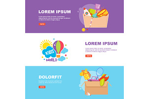 Kids banners. ads template with