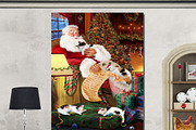 Japanese Bobtail Cats Santa Wall Art, an Animal Illustration by Art Paradise Studios (Thumbnail 2 of 3)