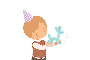 Little Boy Wearing Birthday Hat, a Person Illustration by TopVectors
