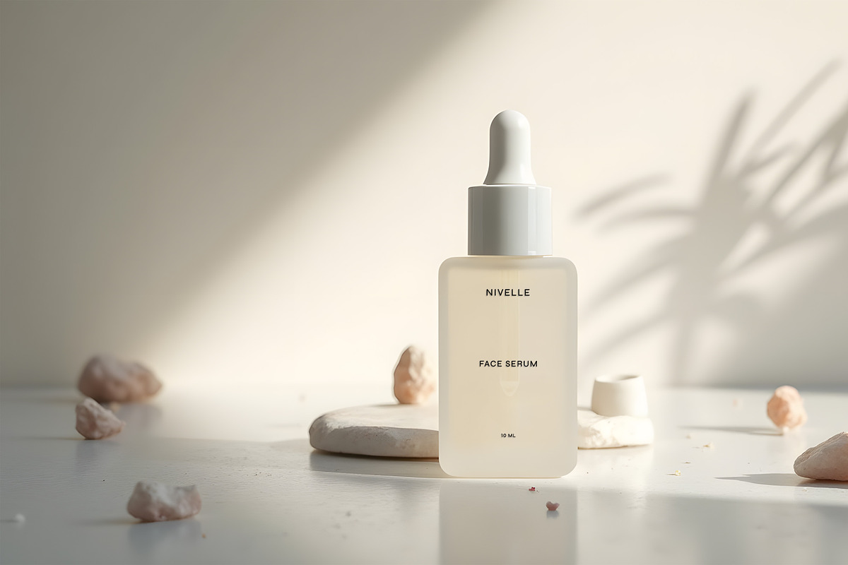 Serum Frosted Glass Bottle Mockup, a Packaging Mockup by Reverie Mockups (Photo 2 of 5)